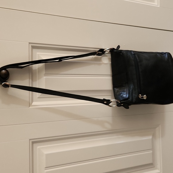 The Trend / Elegant Black Leather Shoulder Bag / Made In Italy - Picture 4 of 10